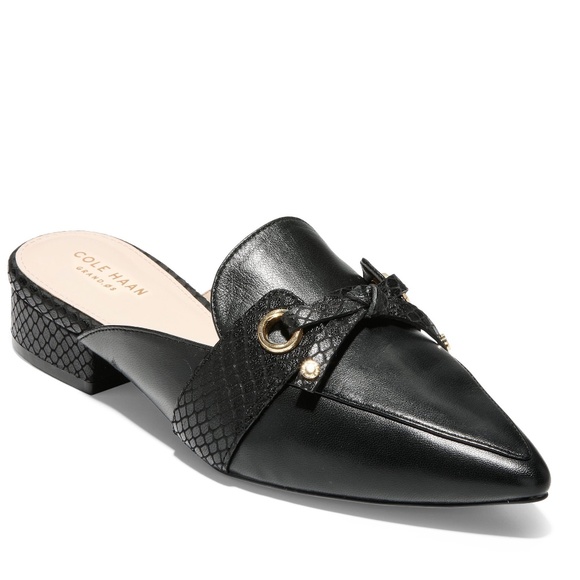 Cole Haan Emily Black Leather Mules Flats Sandals - Picture 6 of 12